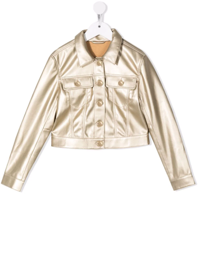 Michael Kors Teen Cropped Metallic Jacket In Gold