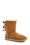 Ugg Bailey Bow Ii Low Heels Ankle Boots In Leather Color Suede In Beige