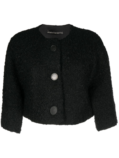 Pre-owned Balenciaga 2010s Textured Cropped Jacket In Black