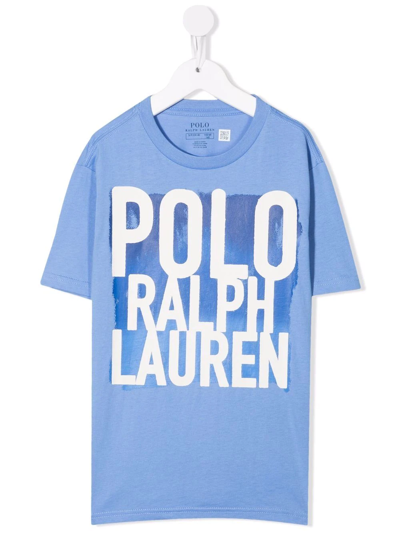 Ralph Lauren Kids' Logo-print Cotton T-shirt In Blue