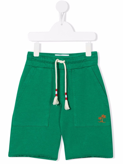 Mc2 Saint Barth Kids' Rear Logo-patch Shorts In Green