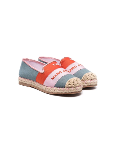 Marc Jacobs Kids' Embroidered Logo Ballerina Shoes In Blue
