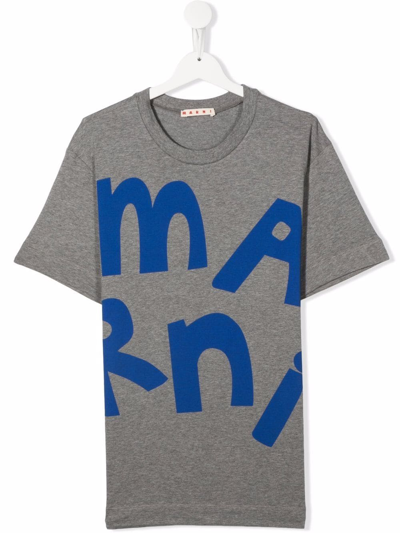 Marni Teen Logo-print T-shirt In Grey