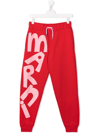 Marni Teen Logo-print Joggers In Red