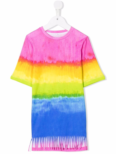 Stella Mccartney Kids' Fringed Tie-dye T-shirt Dress In Multi