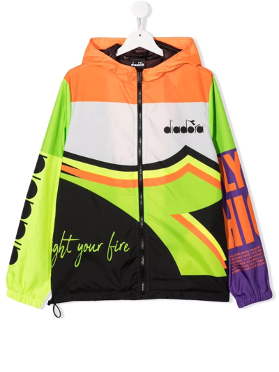 Diadora Junior Teen Logo-print Zip-up Jacket In Orange