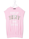 Dkny Pink Branded Graphic Print T-shirt Dress In Pink