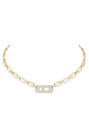 Messika My Move Paperclip Pavé Diamond Pendant Necklace In Yellow Gold