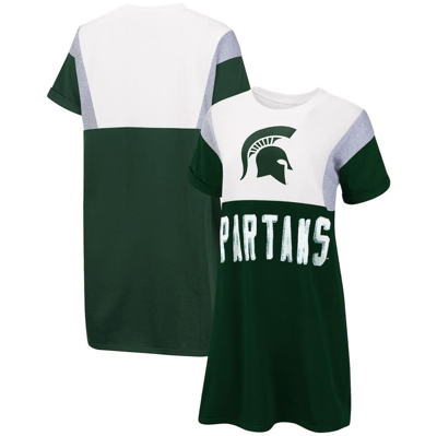 G-iii 4her By Carl Banks Women's  Green And White Michigan State Spartans 3rd Down Short Sleeve T-shi In Green,white