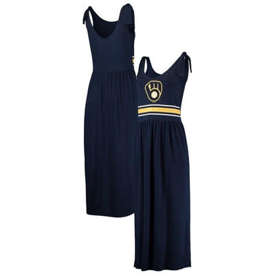 G-iii 4her By Carl Banks Navy Milwaukee Brewers Game Over Maxi Dress