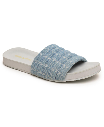 Minnetonka Women's Heidi Slide Sandals Women's Shoes In Blue Denim - Cotton/rayon Upper