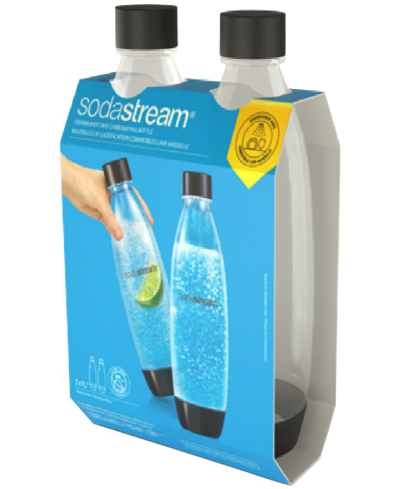 Sodastream 1l Dishwasher Safe Carbonating Bottle, Set Of 2 In Black