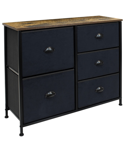 Sorbus 5 Drawer Chest Dresser With Wood Top In Black