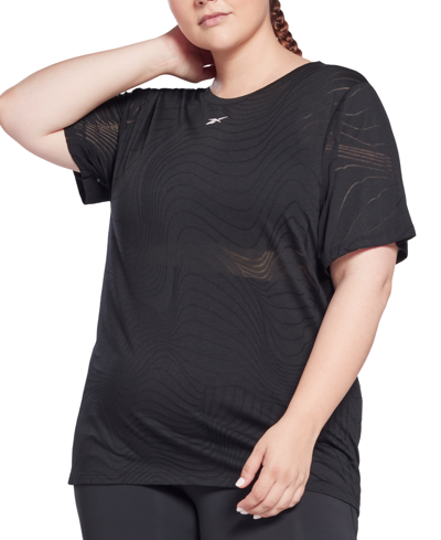 Reebok Plus Size Burnout Training T-shirt In Black