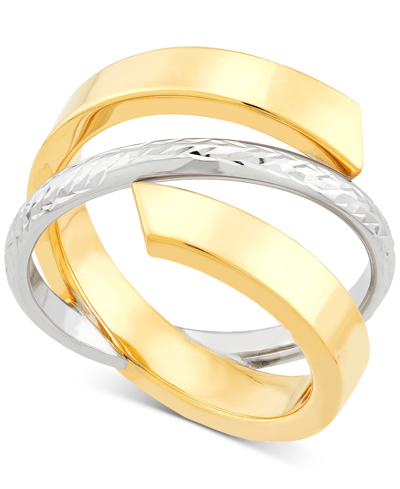 Macy's Crisscross Open Style Statement Ring In 10k Two-tone Gold