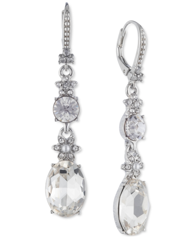 Marchesa Crystal & Imitation Pearl Flower Linear Drop Earrings In Silver