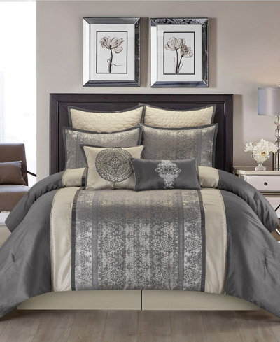 Stratford Park Arabesque 8-piece Comforter Set, King In Silver-tone And Gray