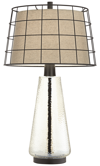 KATHY IRELAND PACIFIC COAST DOUBLE SHADE WITH SEEDED GLASS TABLE LAMP