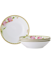 Noritake Poppy Place 12 oz Soup Bowls 4 Piece Set, 7.5" In White/pink/gold-tone