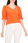 CHAUS V-NECK TIE SLEEVE BLOUSE