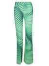 The Andamane Shiny Jersey Gaia Flare Pants In Mermaid Green