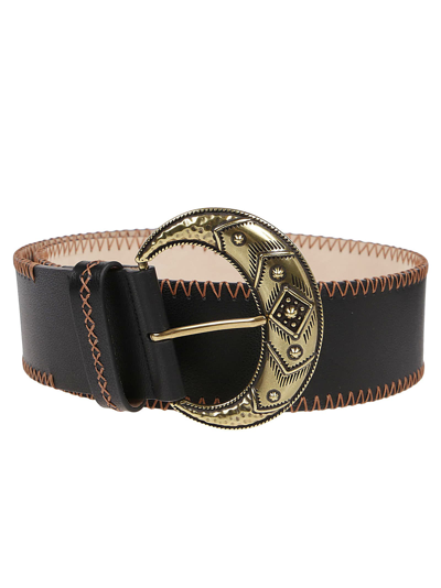 B-low The Belt Clover Waist Leather Belt In Blkb Black Brass