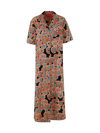 La Doublej Bowling Floral-print Side-slit Cotton Dress In Crazy Daisy Black