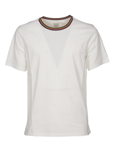 Paul Smith Mens Emerald Striped-trim Regular-fit Cotton-jersey T-shirt In White