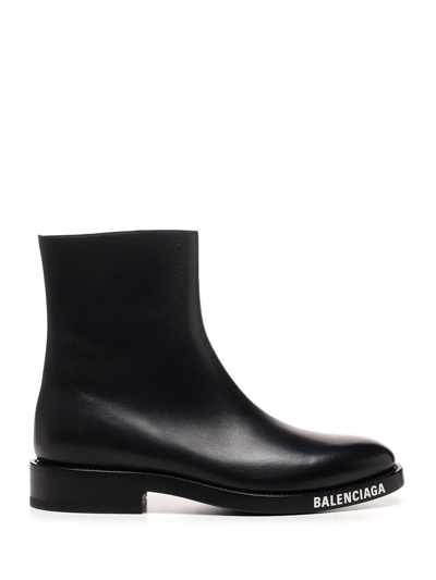 Balenciaga Men's  Black Leather Ankle Boots