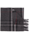 Burberry Men's Classic Check Cashmere Fringe Scarf In Grey