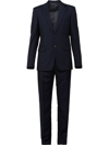 Prada Single-breasted Wool Blend Suit In Blue
