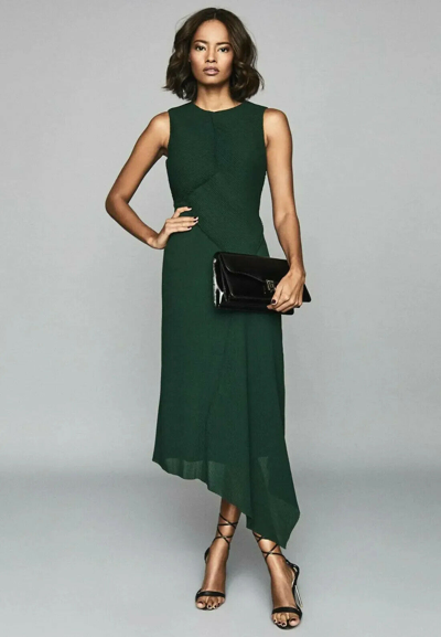 reiss green pleated dress Buy Reiss Khaki Green Ava Petite Mesh-Panel Belted Pleated Midi Dress from  Next USA