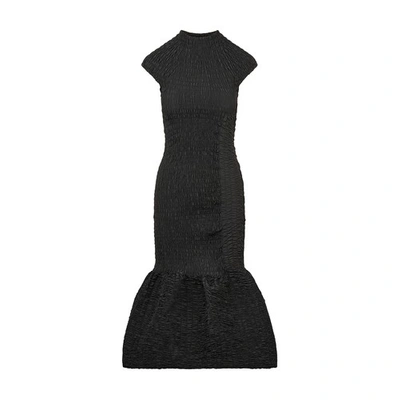 Dries Van Noten Chintz Taffeta Cap-sleeve Midi Dress In Black