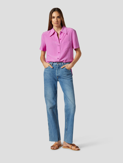 Equipment Quinne Short-sleeve Button-down Shirt In Pink Rosebud