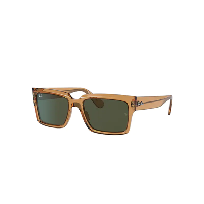 Ray Ban Sunglasses Unisex Inverness @collection - Transparent Light Brown Frame Green Lenses 54-18