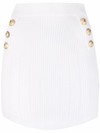 Balmain White Ribbed Viscose Blend Mini Skirt In White