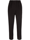 P.a.r.o.s.h Black Cropped Elasticated Pants In Nero