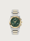 Ferragamo Men's Vega Chrono Two-tone Stainless Steel Watch, 42mm In Green