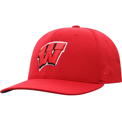 TOP OF THE WORLD TOP OF THE WORLD RED WISCONSIN BADGERS REFLEX LOGO FLEX HAT