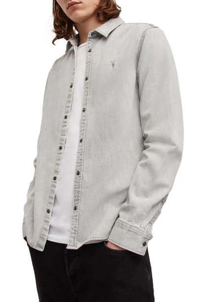 Allsaints Gleason Cotton Shirt In Gray