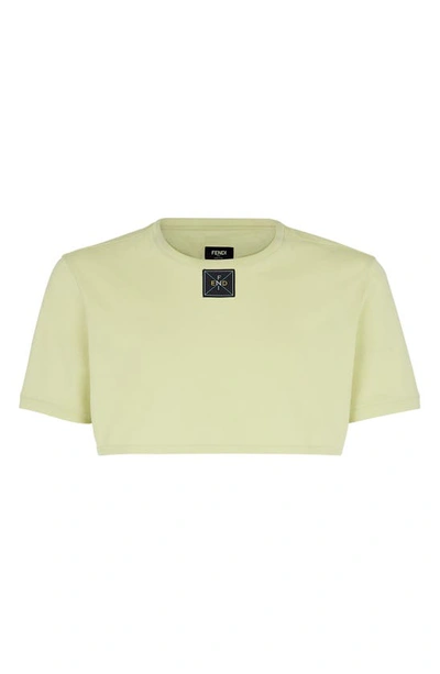 Fendi Label Crop T-shirt In Green