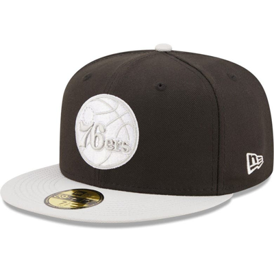 New Era Men's  Black And Gray Philadelphia 76ers Two-tone Color Pack 59fifty Fitted Hat In Black,gray