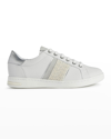 Geox Mixed Leather Low-top Sneakers In Wht Silver