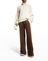 Amiri High-waisted Wide Leg Track Trousers In Brown