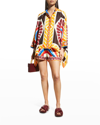 La Doublej Cape-effect Printed Silk-twill Shirt In Solar Placee