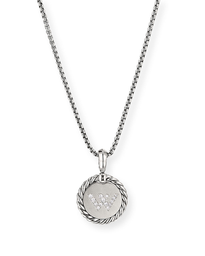 David Yurman Collectible Diamond Initial W Necklace In Silver/ Diamond-w