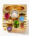 Cult Gaia Cosima Set Of 7 Stacking Rings In Multi Stone