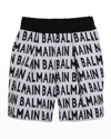 Balmain Black All Over Branded Bermuda Shorts In 100ne Whtblk