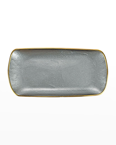 Vietri Metallic Glass Slate Rectangular Tray In Grey