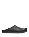 Marni Textured-leather Clog Slippers In Black